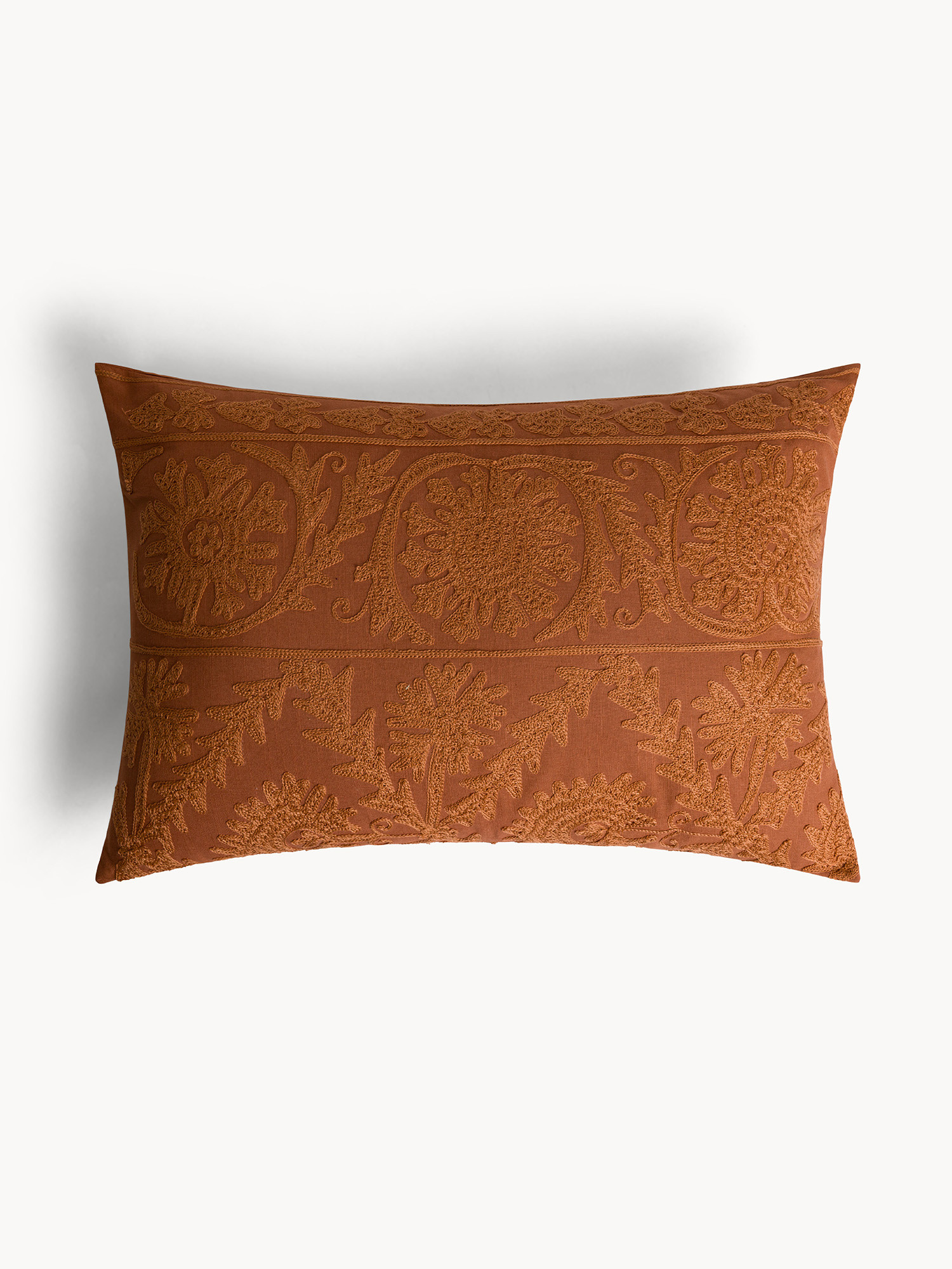 35x50 cm cotton cushion with ethnic embroidery, Antique Pink, large image number 0