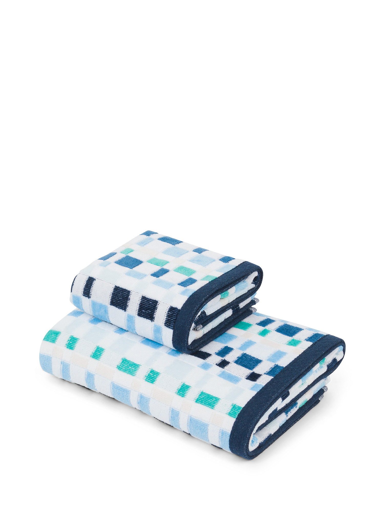 Mosaic motif velor cotton towel, Light Blue, large image number 0