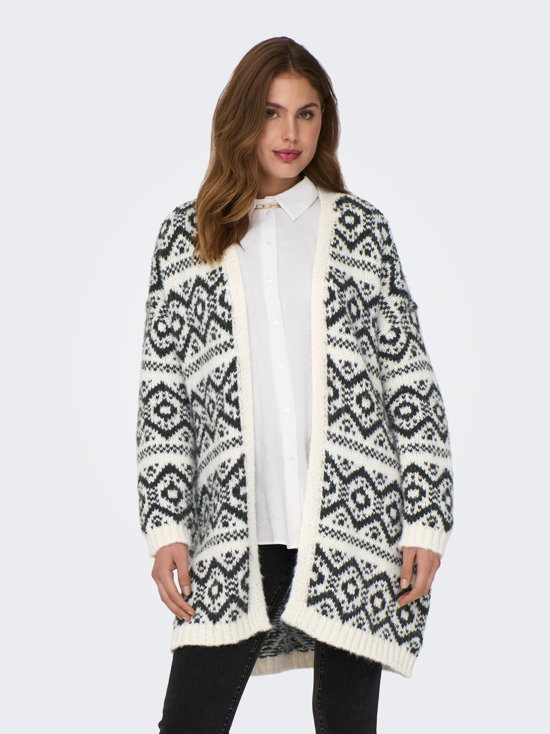 Only - Long cardigan with print, Grey, large image number 5