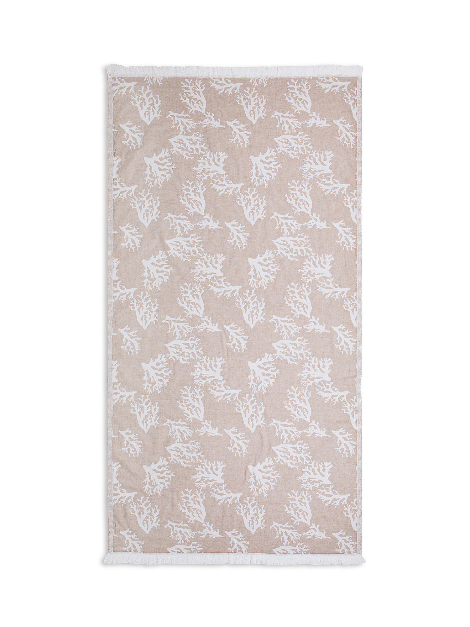 Coral motif cotton hammam towel, Beige, large image number 0