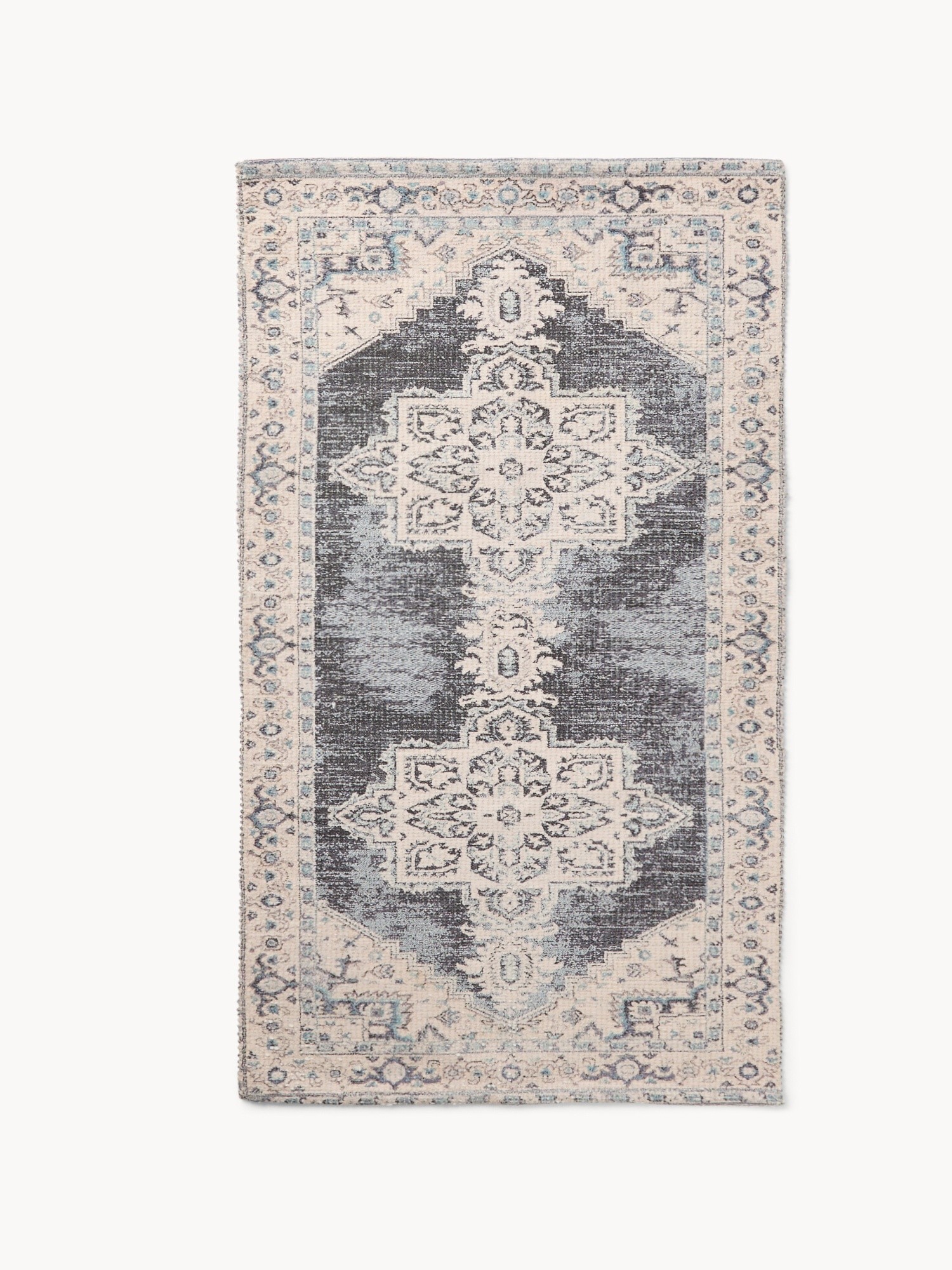 Damask-print chenille rug  - Discounted Price, Black, large image number 0
