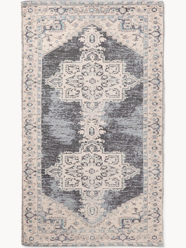 Damask-print chenille rug  - Discounted Price