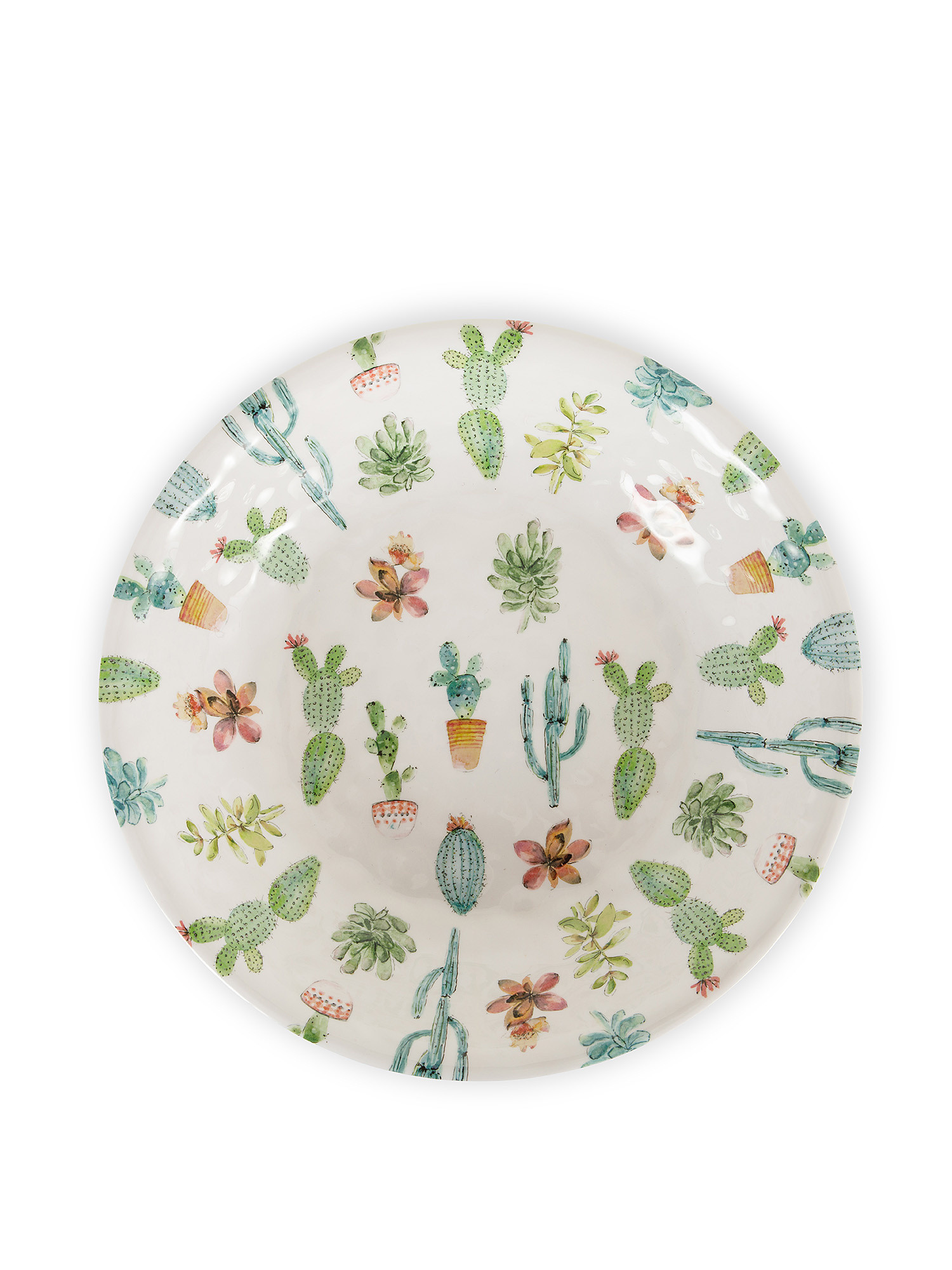 Melamine salad bowl with cactus motif, White, large image number 1
