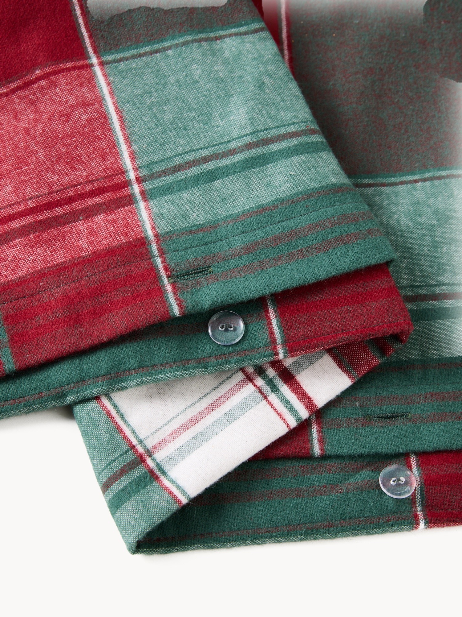 Yarn-dyed cotton duvet cover,tartan pattern, Bianco/Verde/Rosso, large image number 1