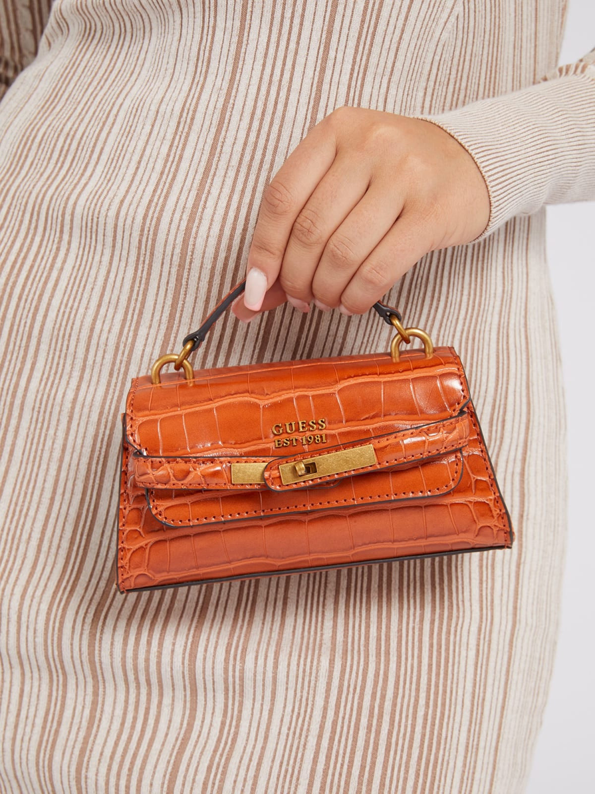 Hand bag with coconut print in mini size, Orange, large image number 2