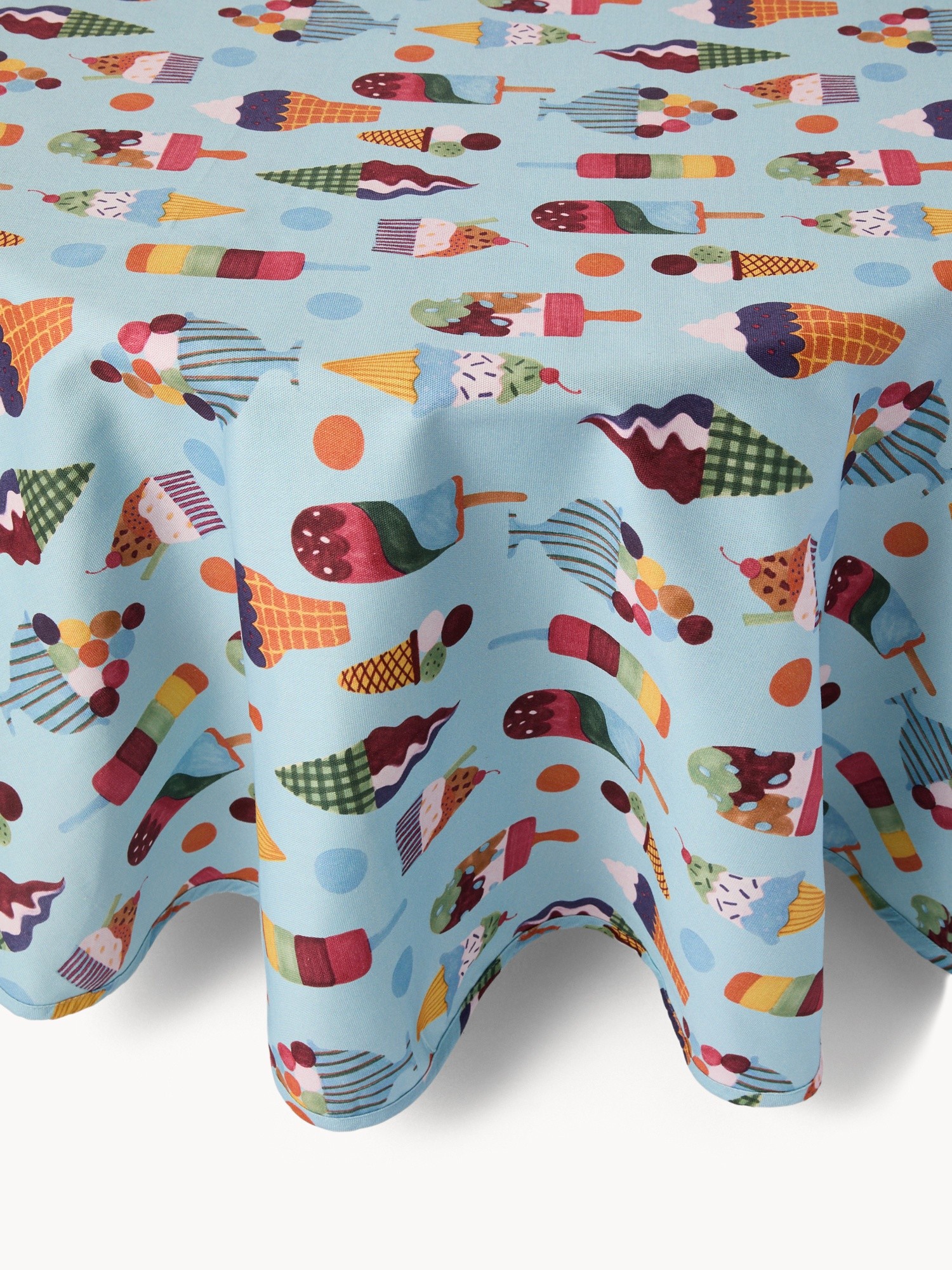 Ice Cream Print Cotton Panama Tablecloth - Discounted price, Multicolor, large image number 0