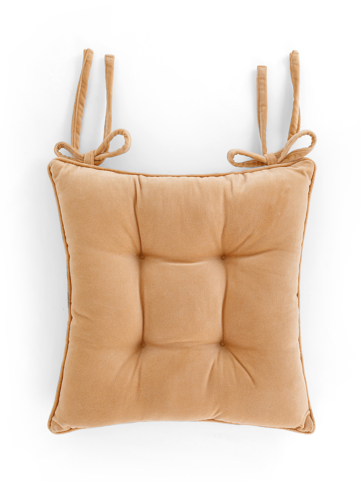 Solid color cotton velvet chair cushion, Beige, large image number 0