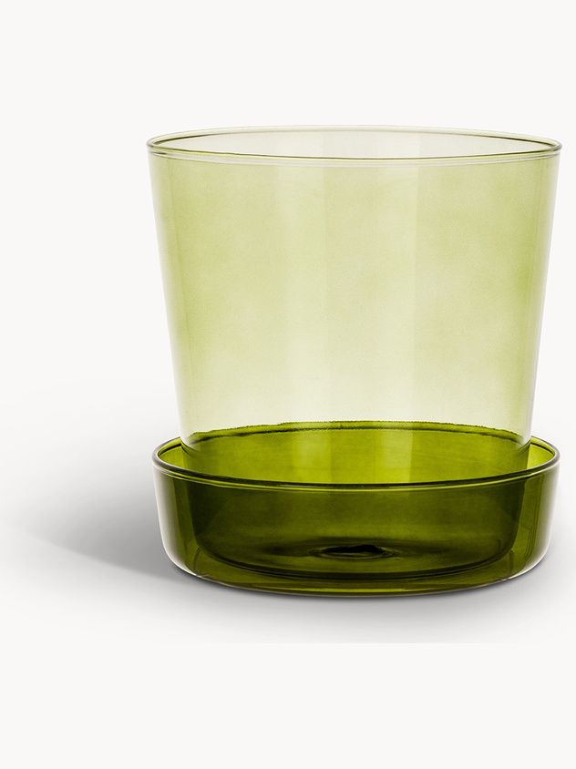 Vaso con piattino in vetro borosilicato
