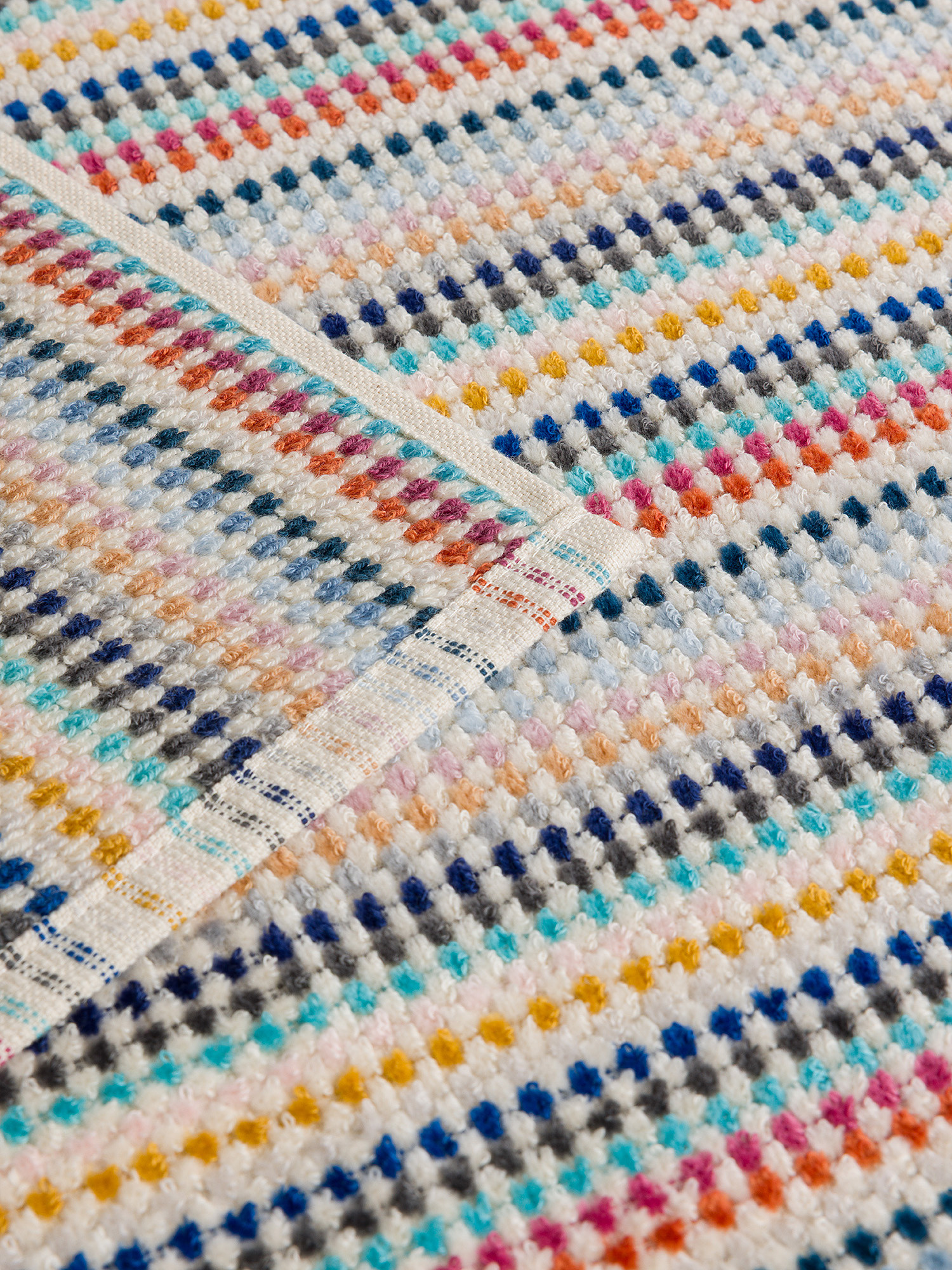 Striped Yarn Dyed Cotton Velour Towel, White, large image number 2