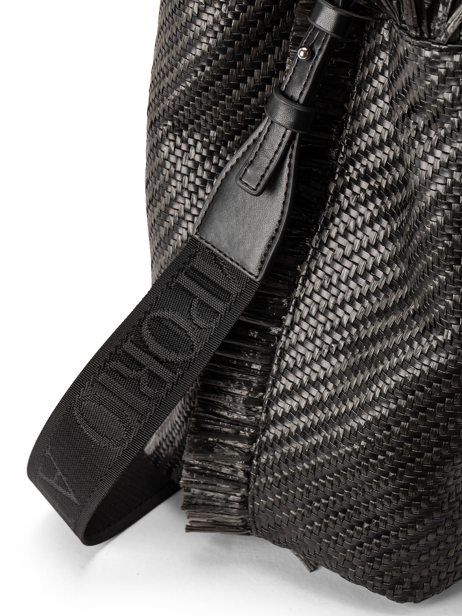 Shopping bag in paglia intrecciata, Black, large image number 2