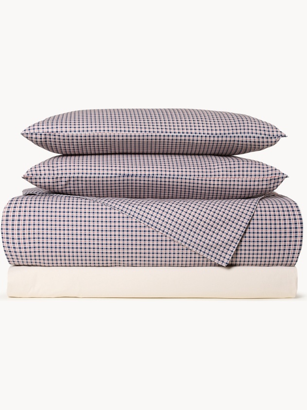Pure cotton checked sheet set