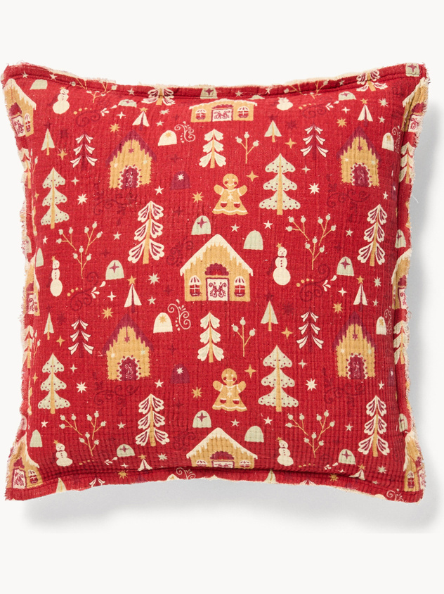 Cuscino 50x50 in garza di cotone con frangette