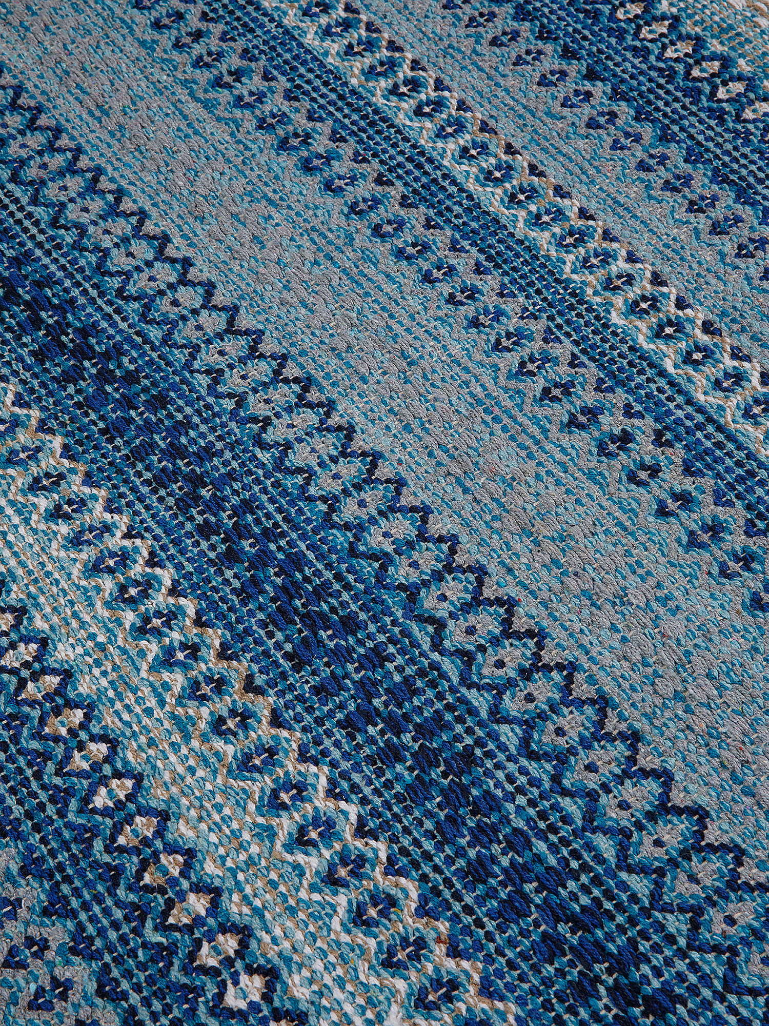 Cotton rug with geometric pattern, Blue, large image number 1