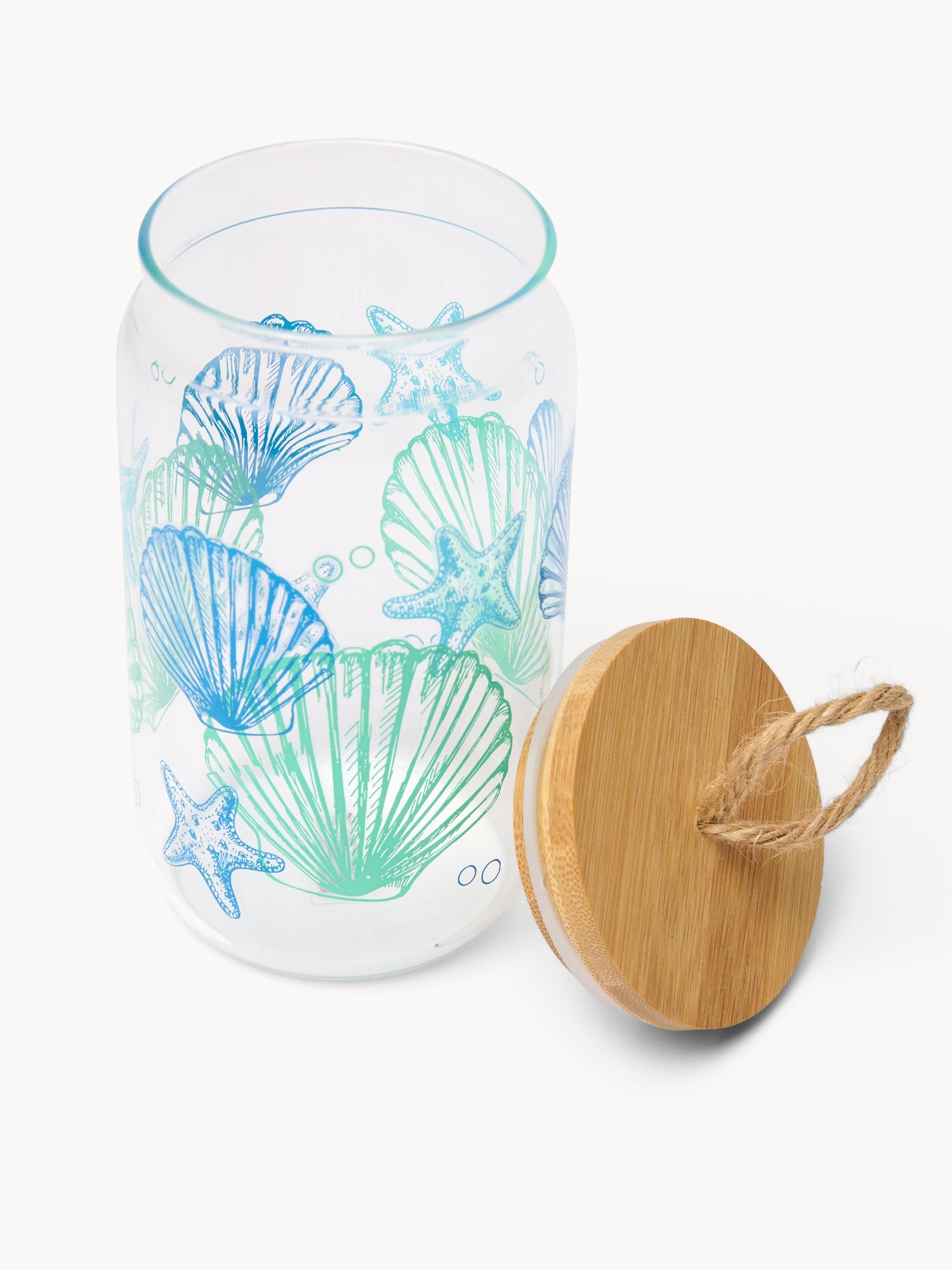 Borosilicate glass jar with bamboo lid - Introductory price, Verde/Azzurro, large image number 1