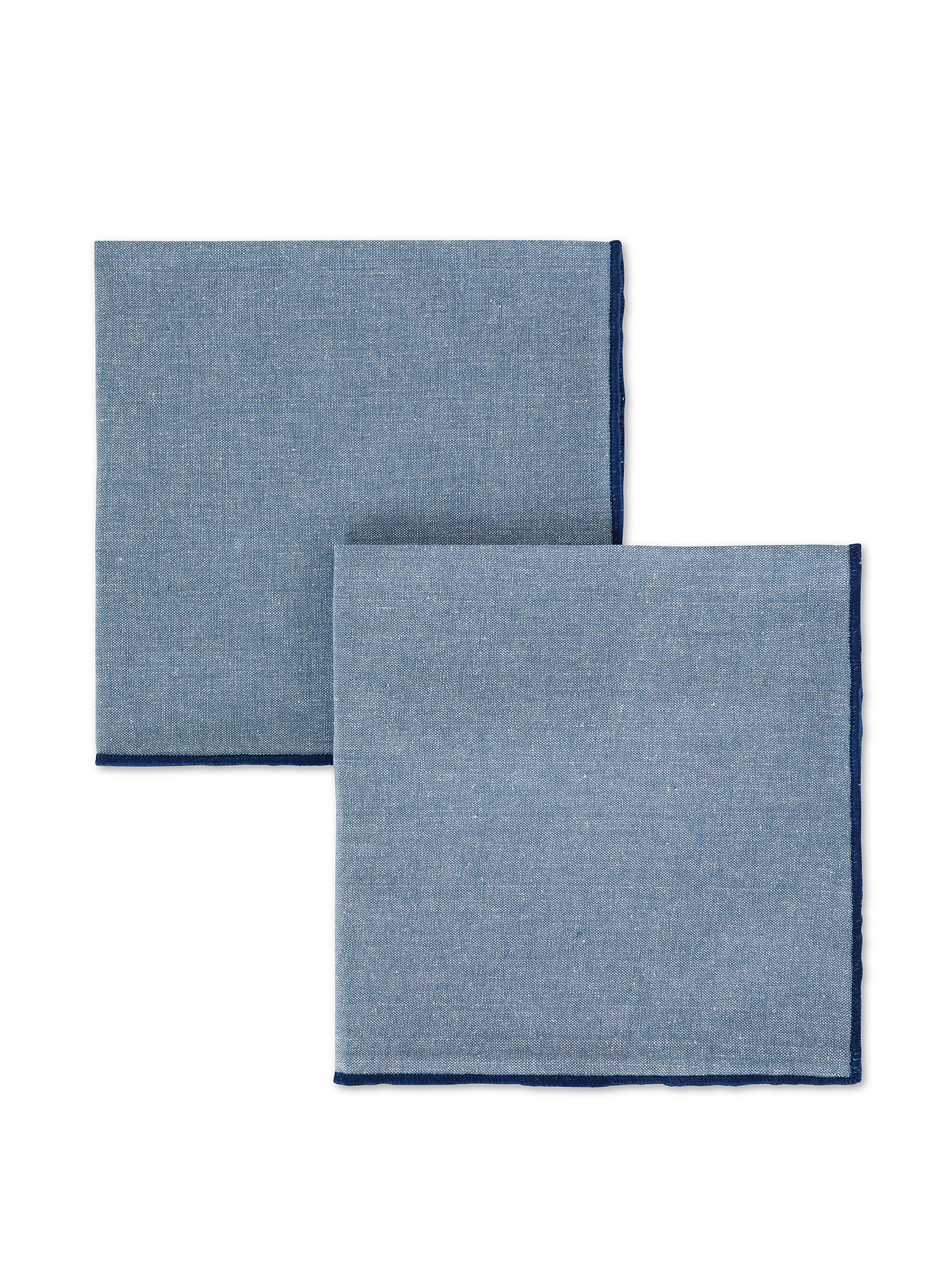 Set of 2 chambre cotton napkins with contrasting hem, Blue, large image number 0