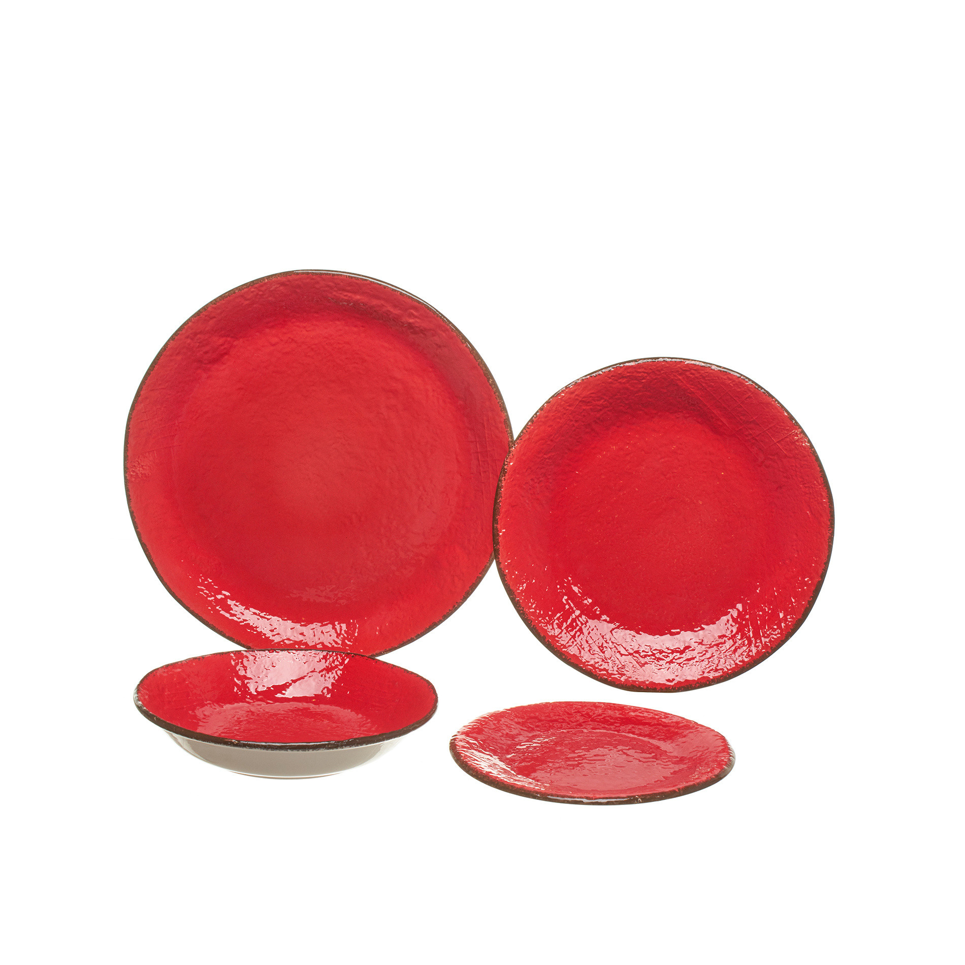 Piatto frutta ceramica artigianale Preta, Rosso, large image number 1
