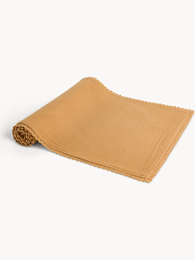 Runner pur cotone con applicazione pizzo
