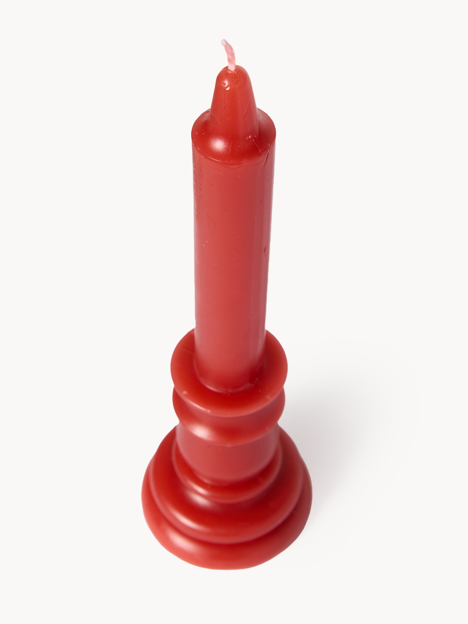 Candle with wax holder, Red, large image number 1