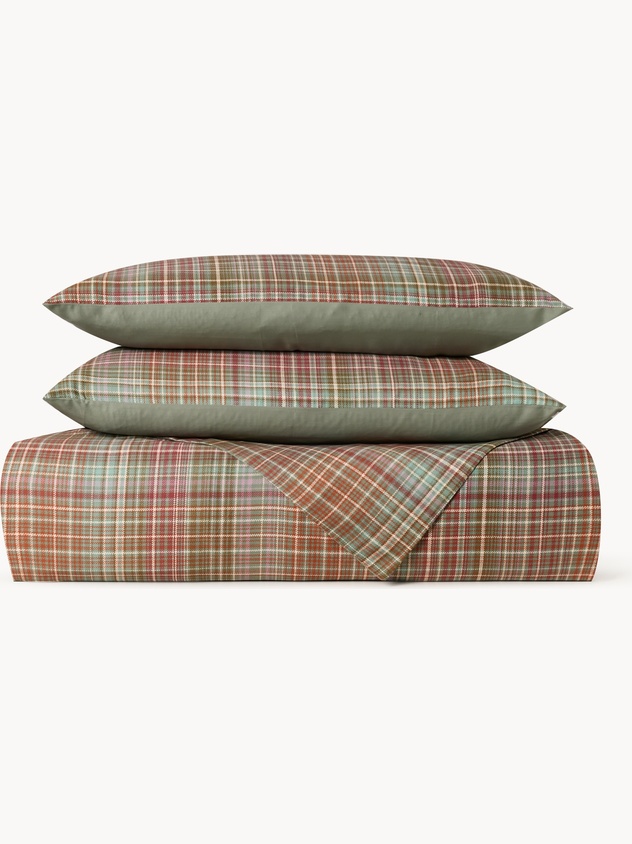 Tartan cotton sateen flat sheet