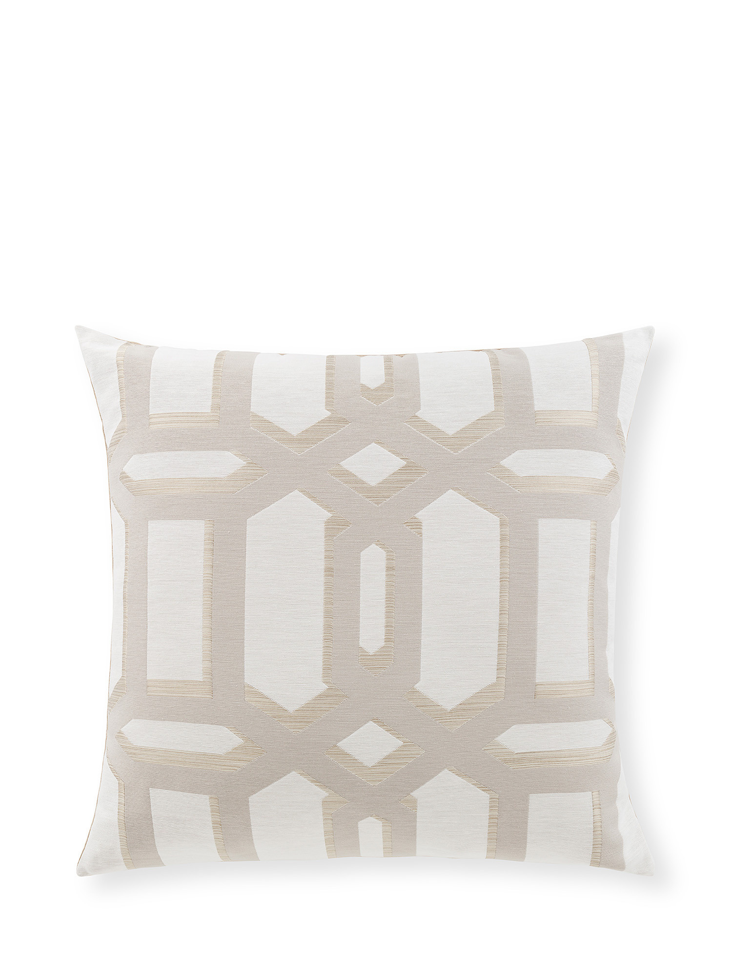 Jacquard cushion with geometric motif 50x50cm, Beige, large image number 0