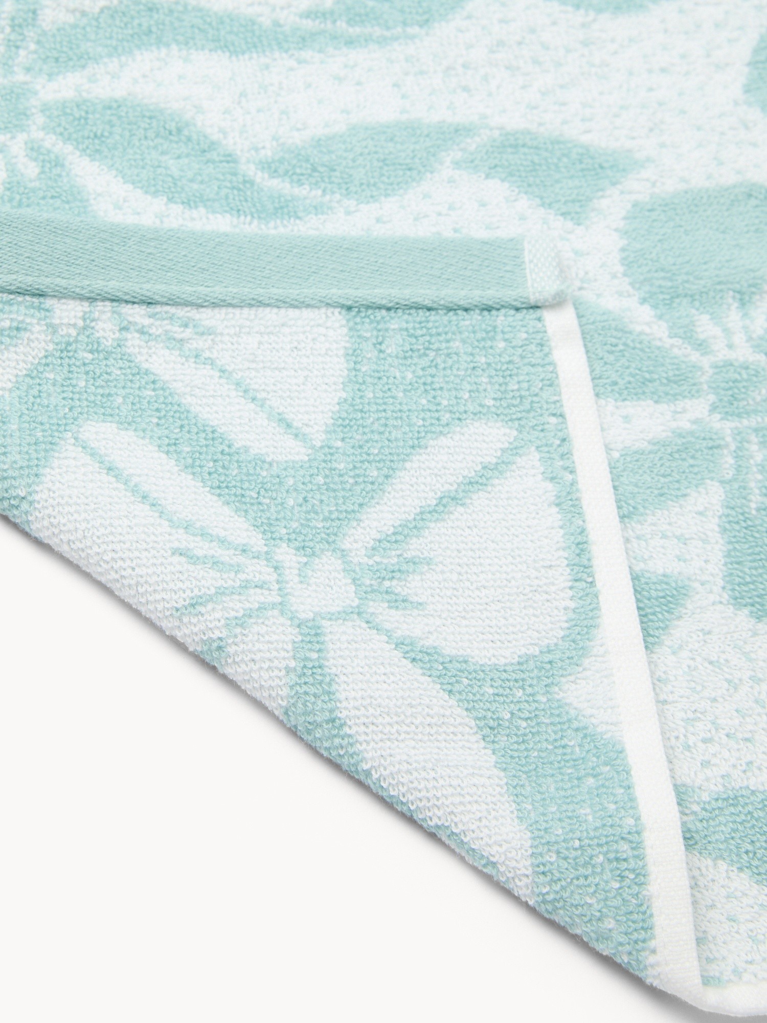 Asciugamano  bicolor in spugna di cotone  con fantasia fiocchi - Prezzo di lancio, Verde acqua, large image number 2