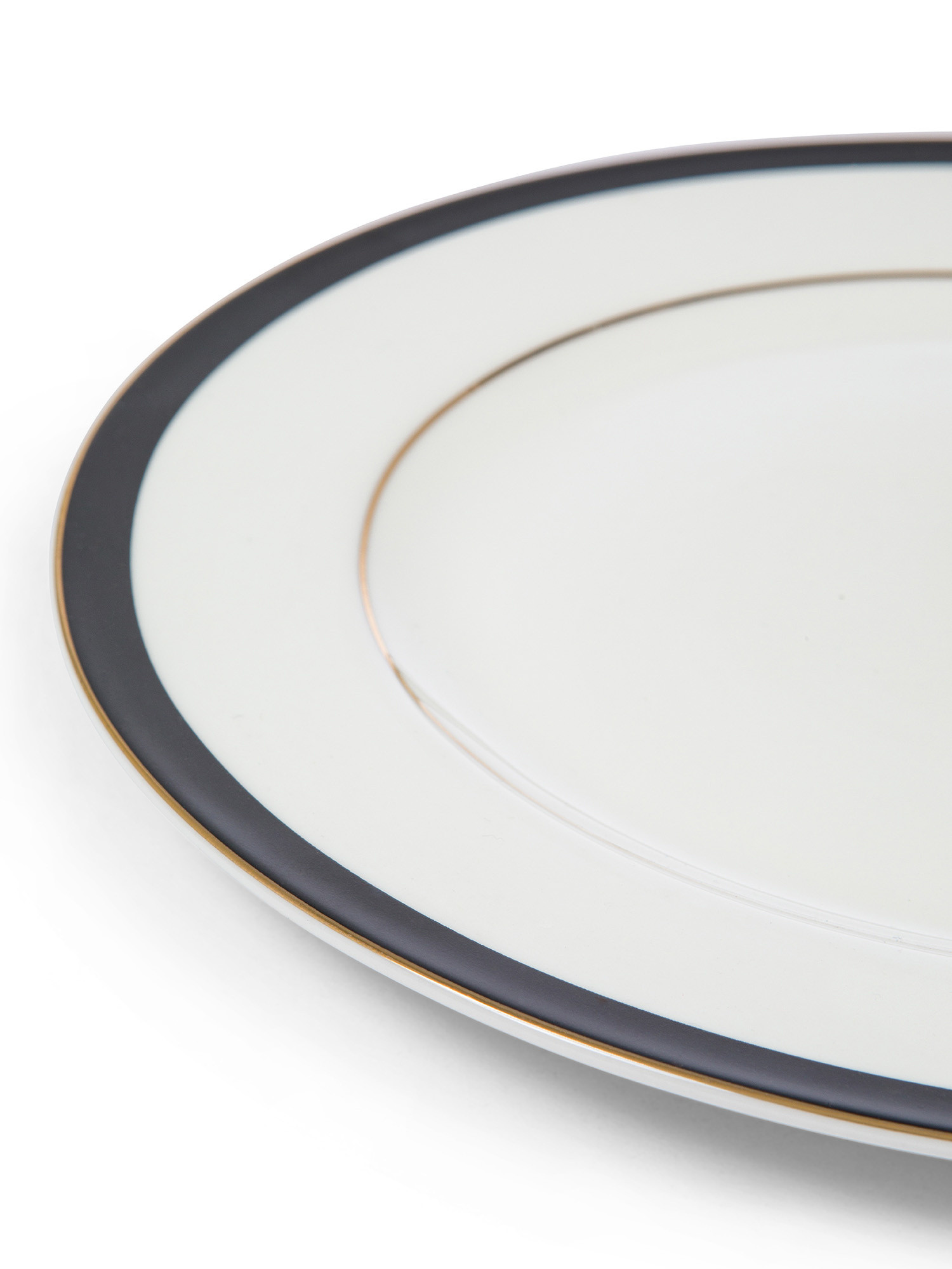 Flat plate in new bone china with black edge, White, large image number 1