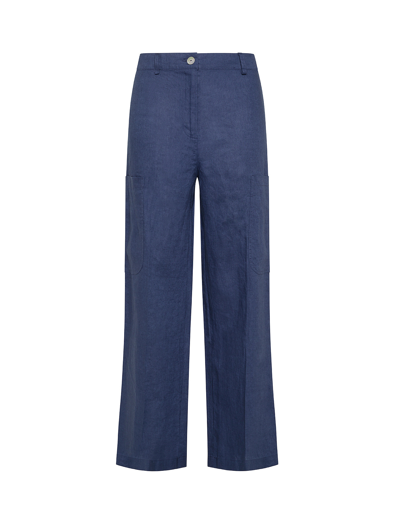 Koan - Linen cargo pants, Blue, large image number 0