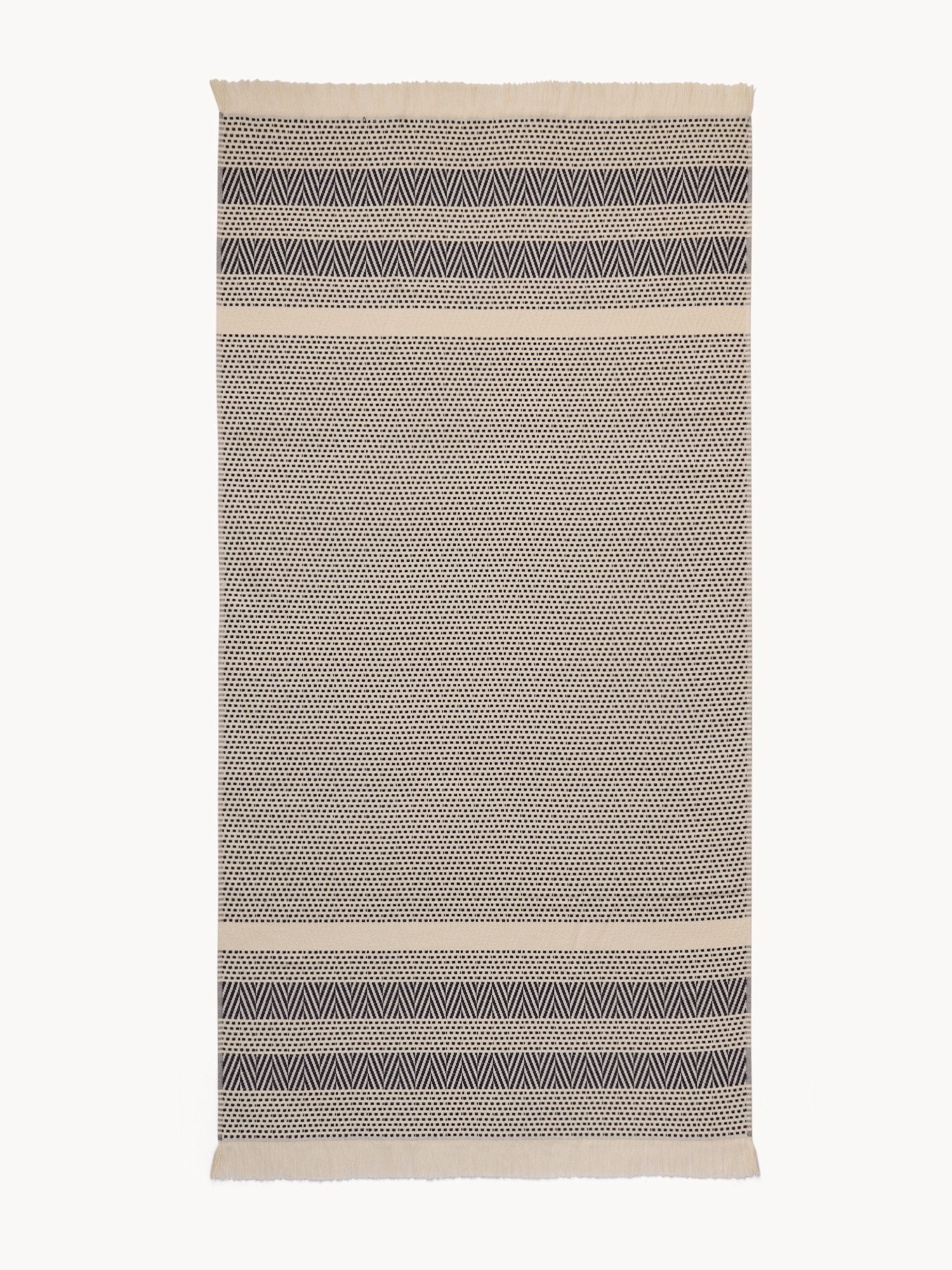 Telo mare hammam in cotone jacquard fantasia a foglie, Bianco/Blu, large image number 0