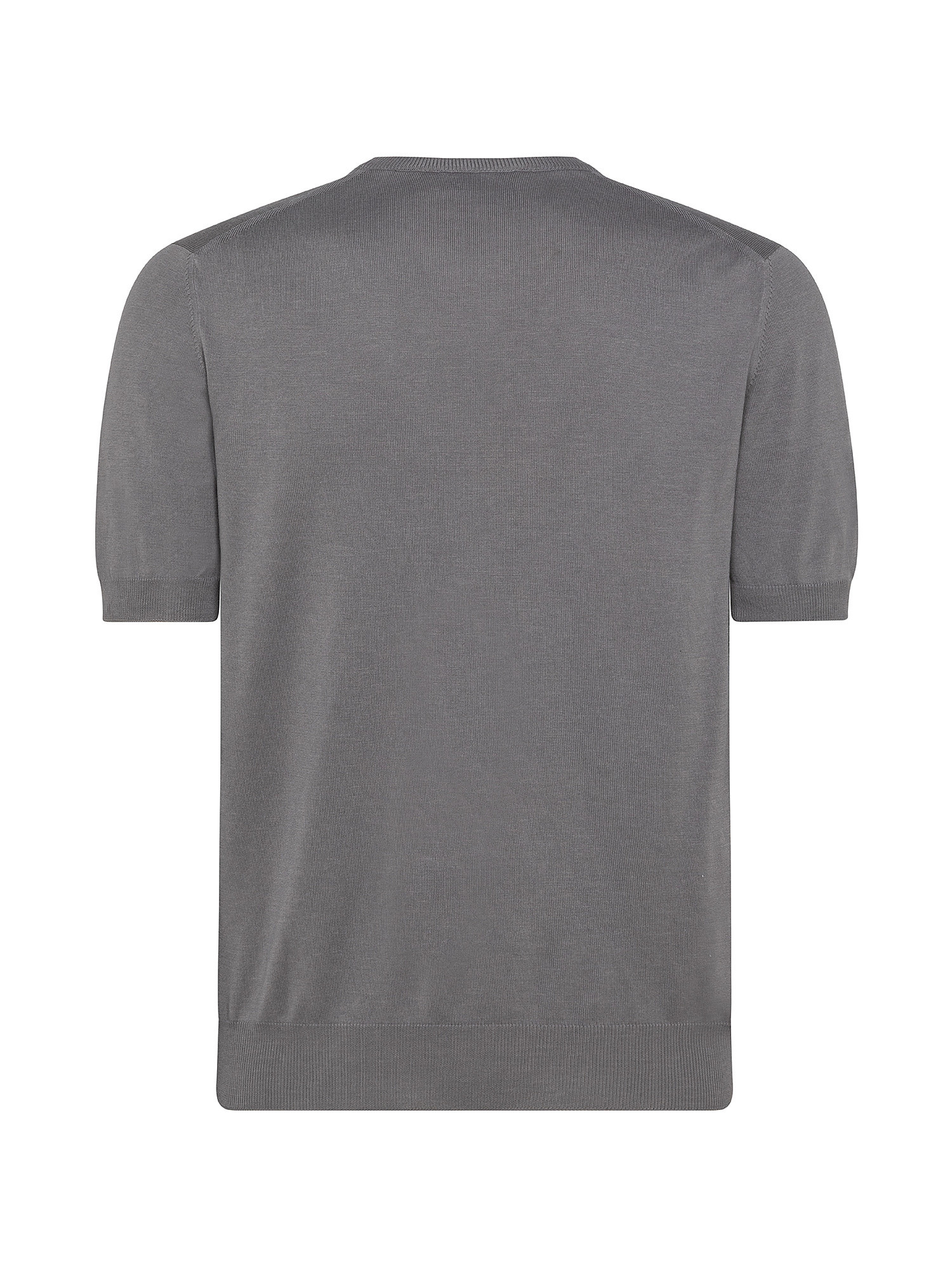 T-shirt in maglia a maniche corte in sottile cotone organico biologico effetto Vintage, Grigio tortora, large image number 1