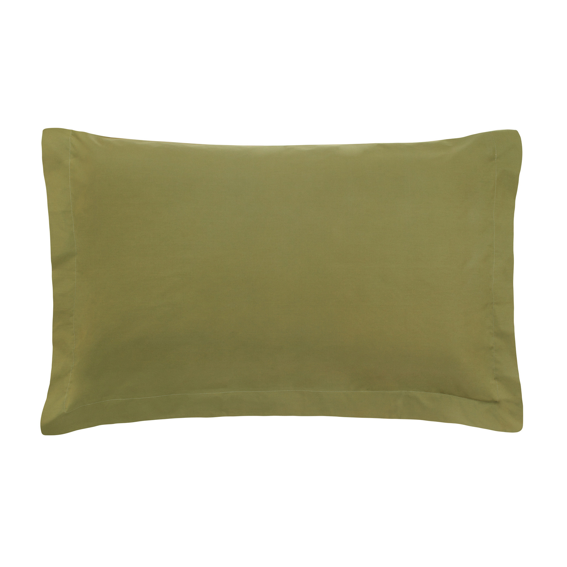 Zefiro solid colour pillowcase in percale., Olive Green, large image number 0