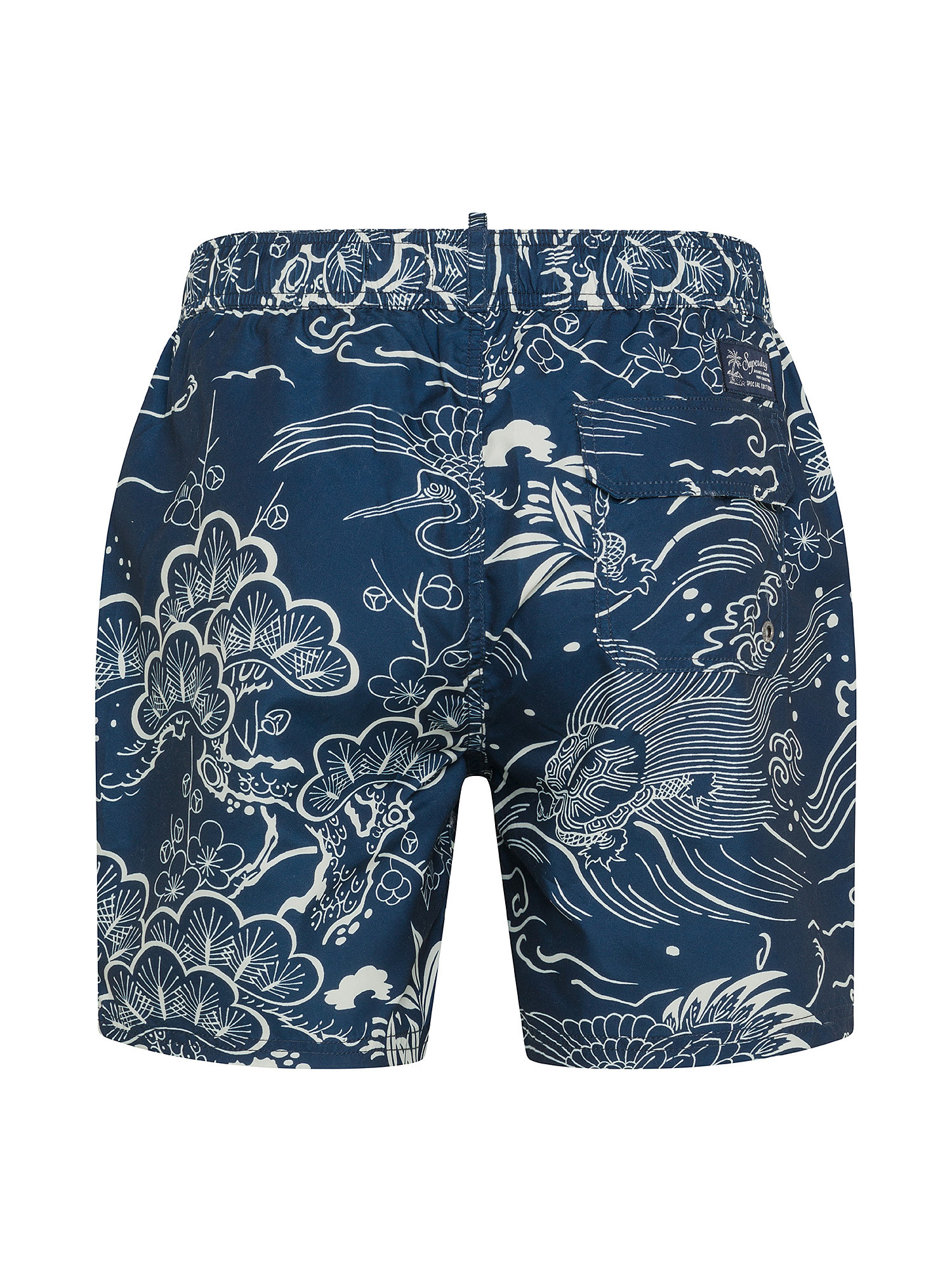 Superdry Sea Wave Print Boxer Trunks, Blue, large image number 1