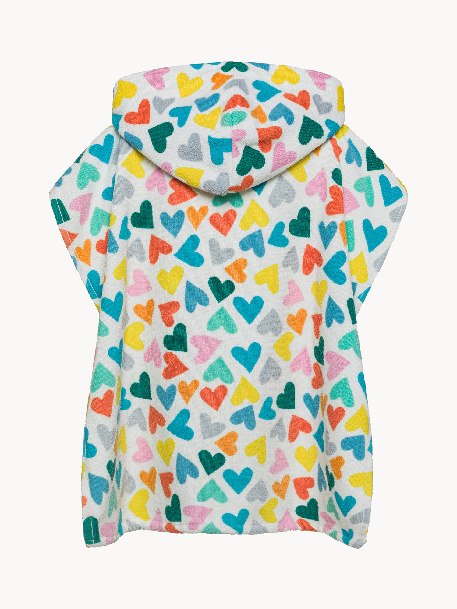Baby poncho in pure cotton with heart print, White, large image number 1