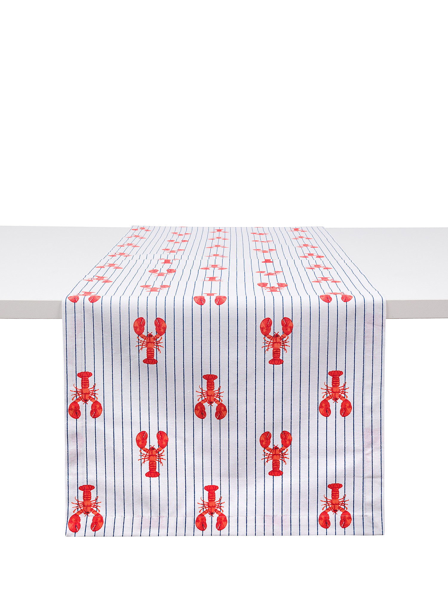 Cotton runner with lobster print, White, large image number 0