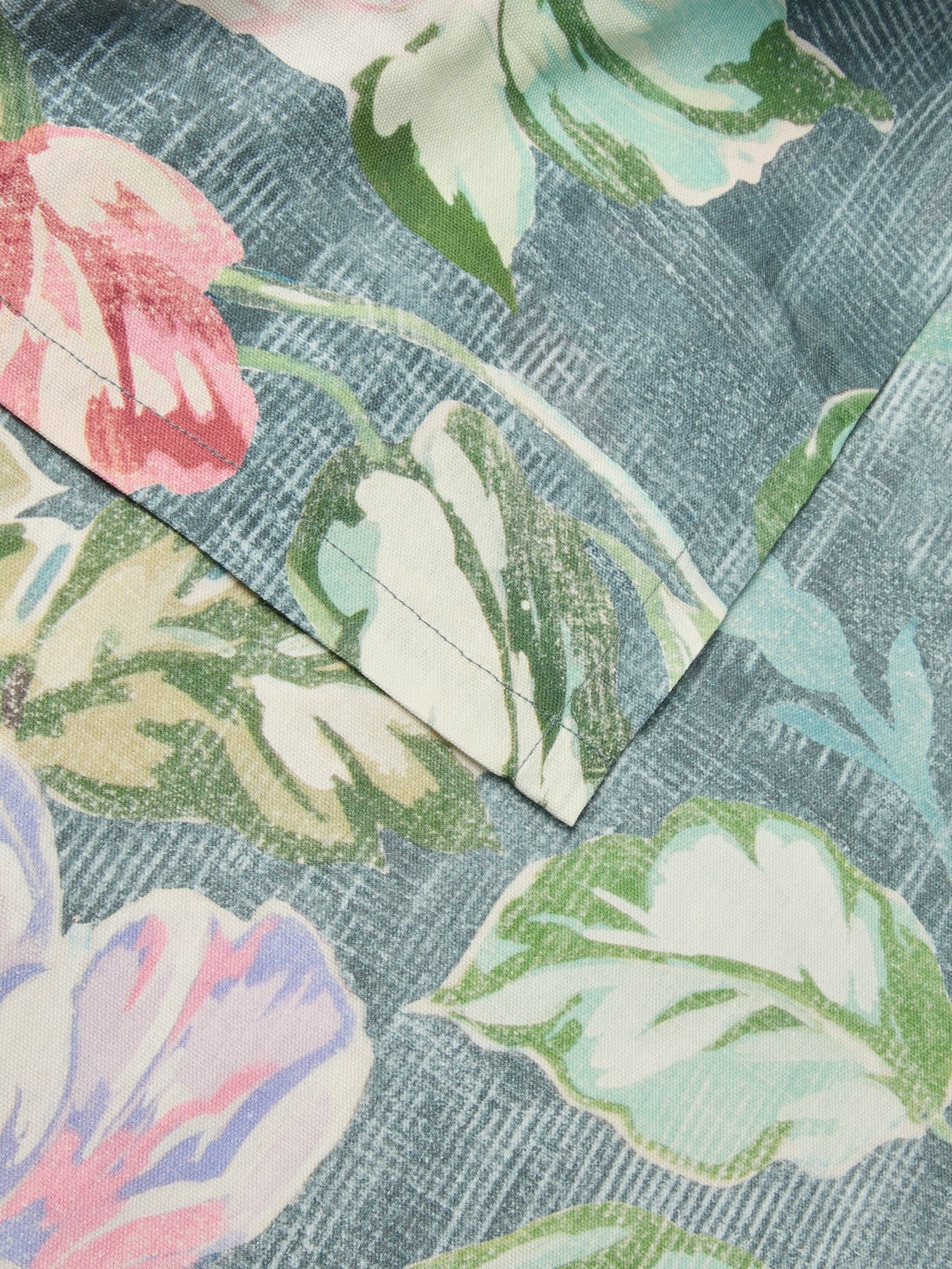 Telo arredo in panama di puro cotone con stampa floreale vintage - Prezzo di lancio, Blu, large image number 1