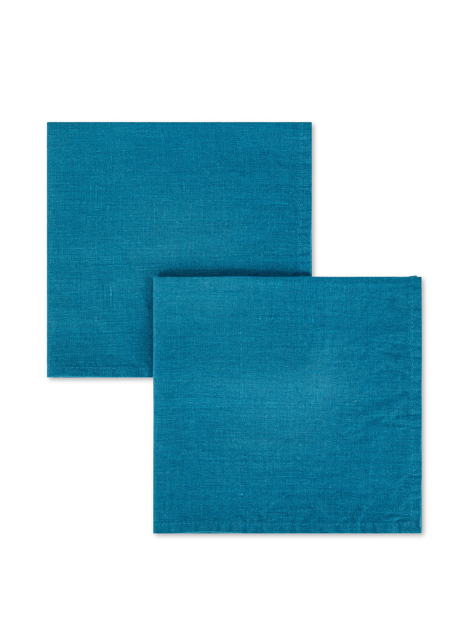 Set of 2 plain washed pure linen napkins, Petroleum , large image number 0