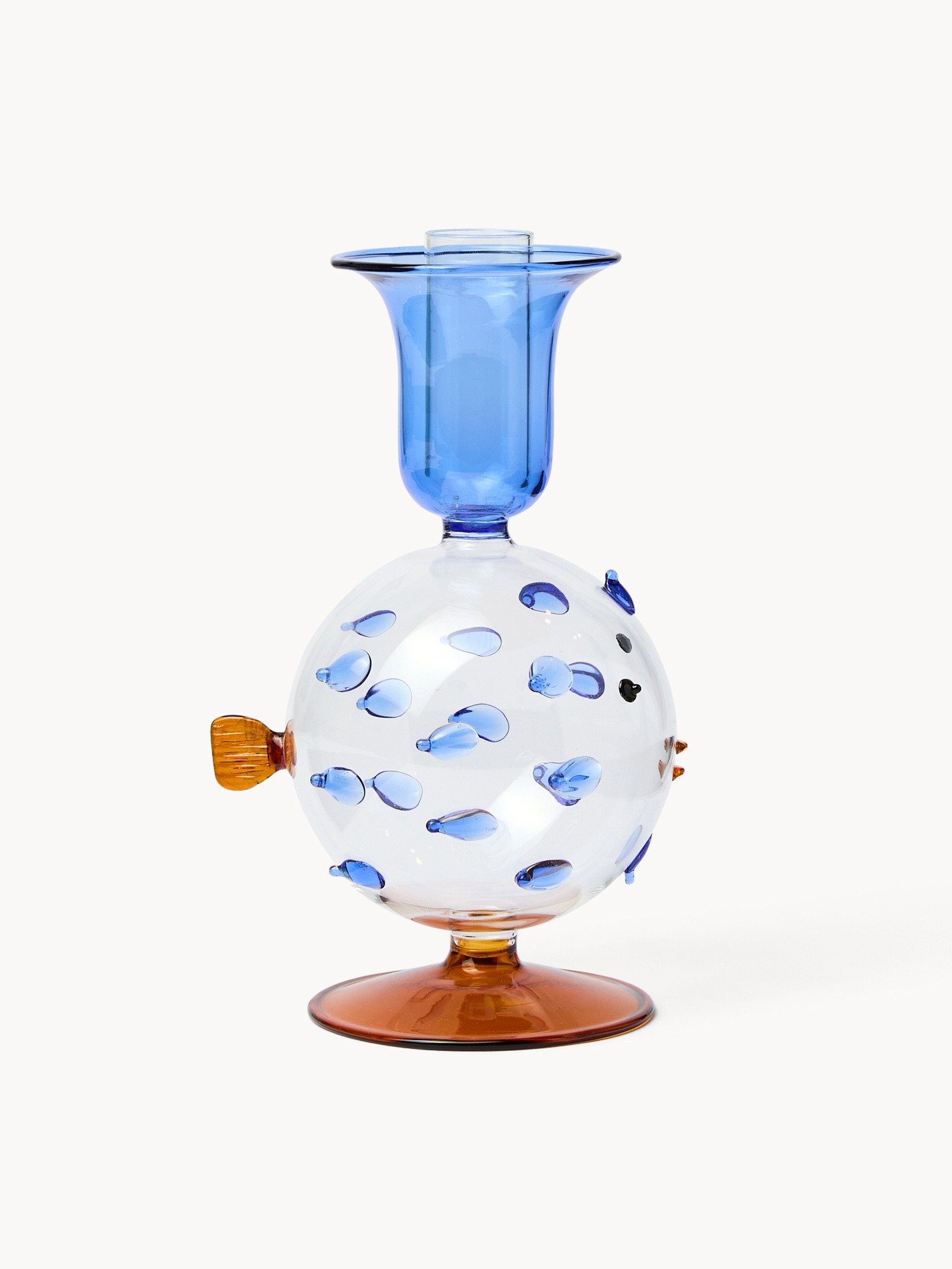 Candeliere in vetro borosilicato fatto a mano, Blu, large image number 0