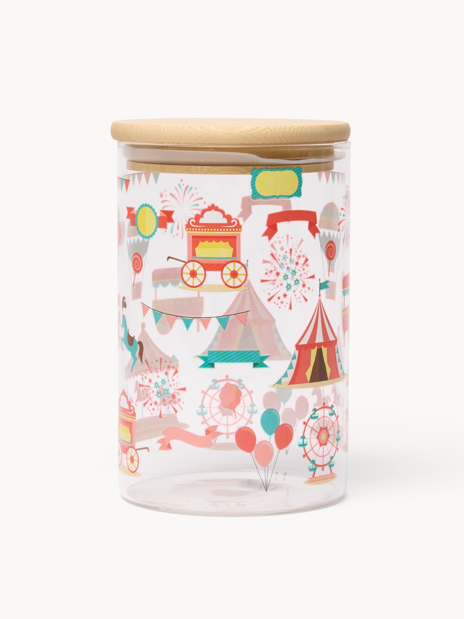 Borosilicate glass jar with bamboo lid - Introductory price, Bianco/Rosso, large image number 0