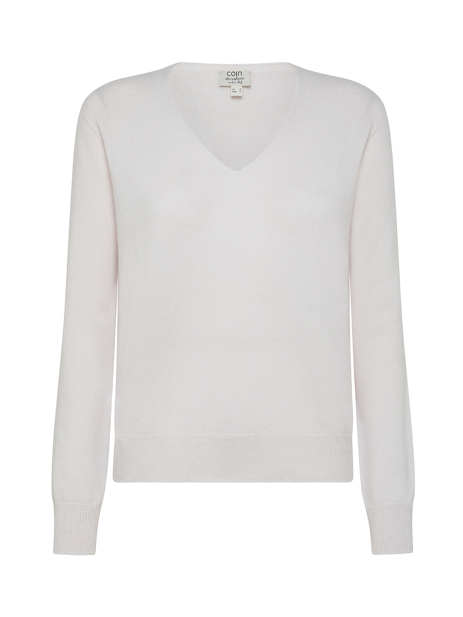 Coin Cashmere - V-neck sweater in pure premium cashmere, White, large image number 0