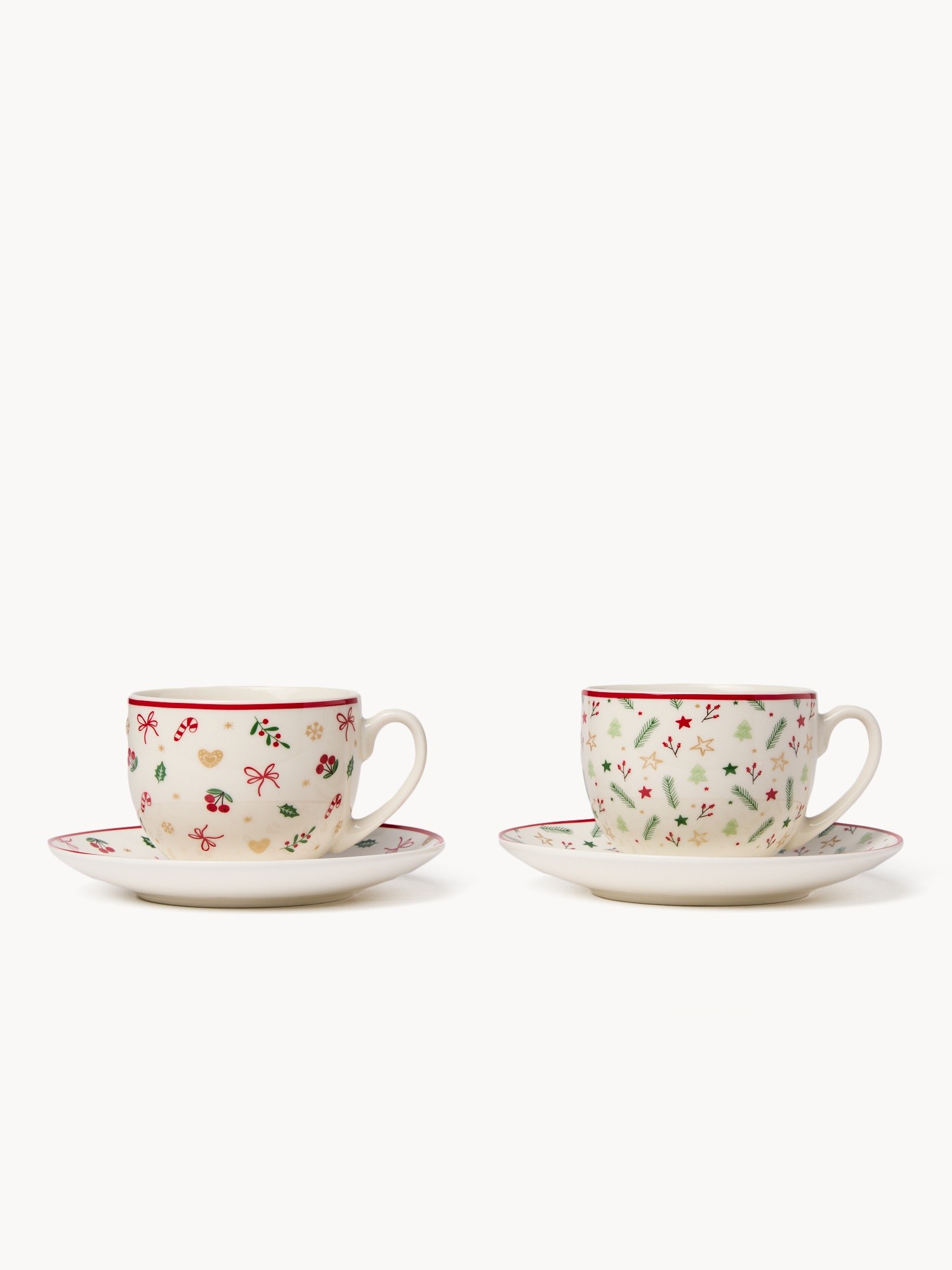 Set of 2 teacups in New Bone China with Christmas motifs, Multicolor, large image number 0