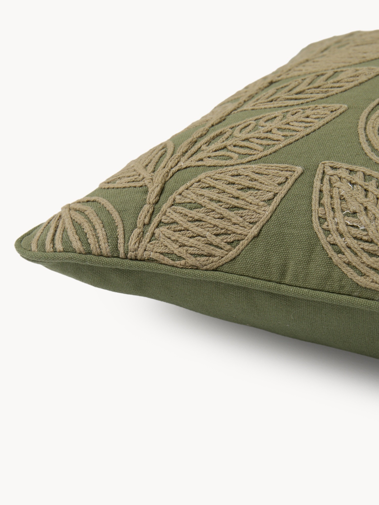 Foliage embroidered cushion 45x45cm, Green, large image number 1