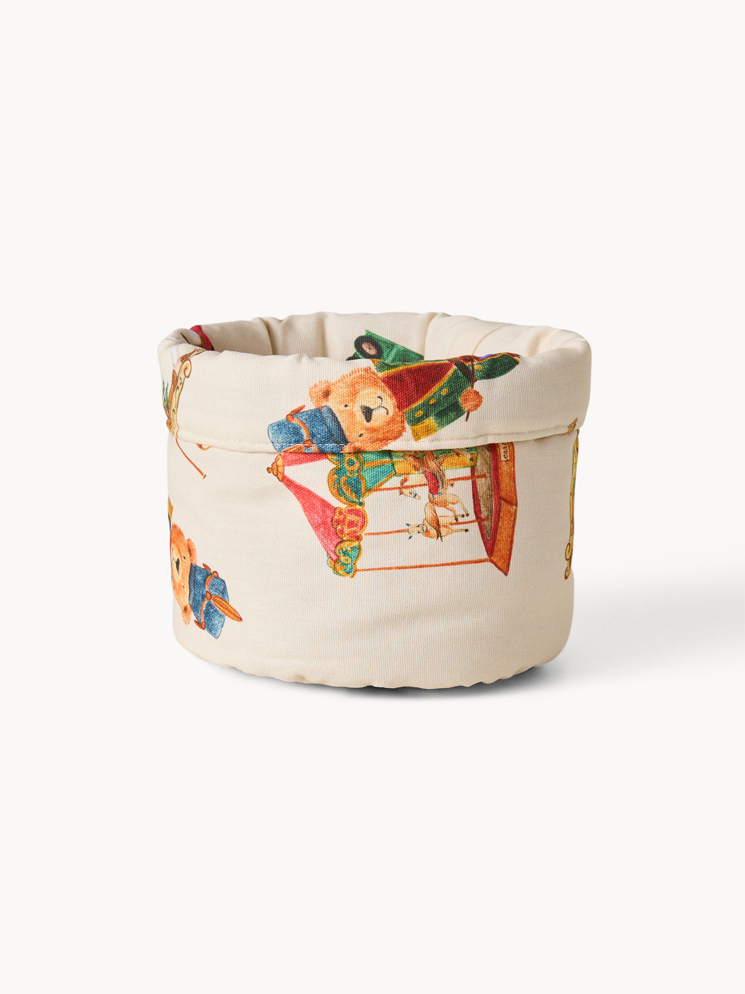 Cestino in panama di puro cotone con stampa natalizia, Multicolor, large image number 0