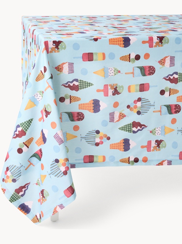 Ice Cream Print Cotton Panama Tablecloth - Discounted price