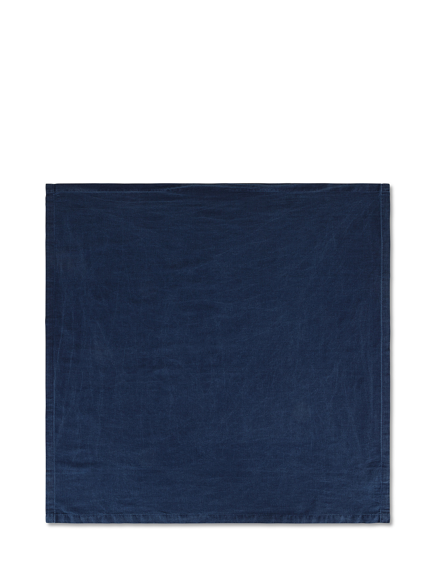 Solid color washed cotton centerpiece tablecloth, Blue, large image number 0