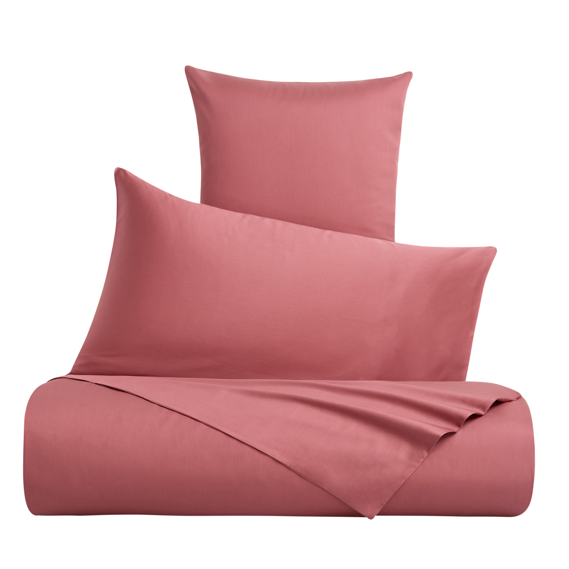 Zefiro pure cotton satin bed parure, Dark Pink, large image number 0