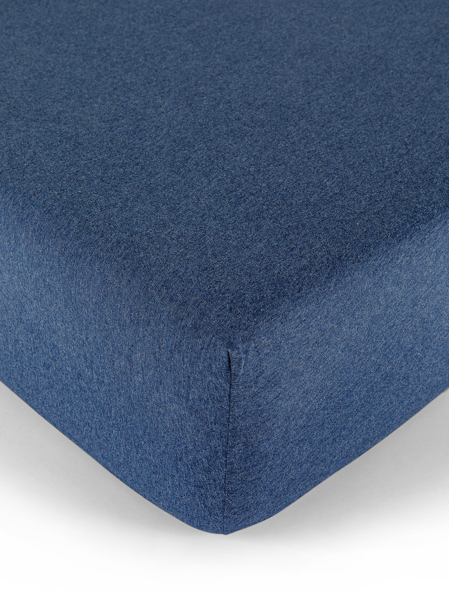 Solid color cotton jersey fitted sheet, Blue, large image number 0