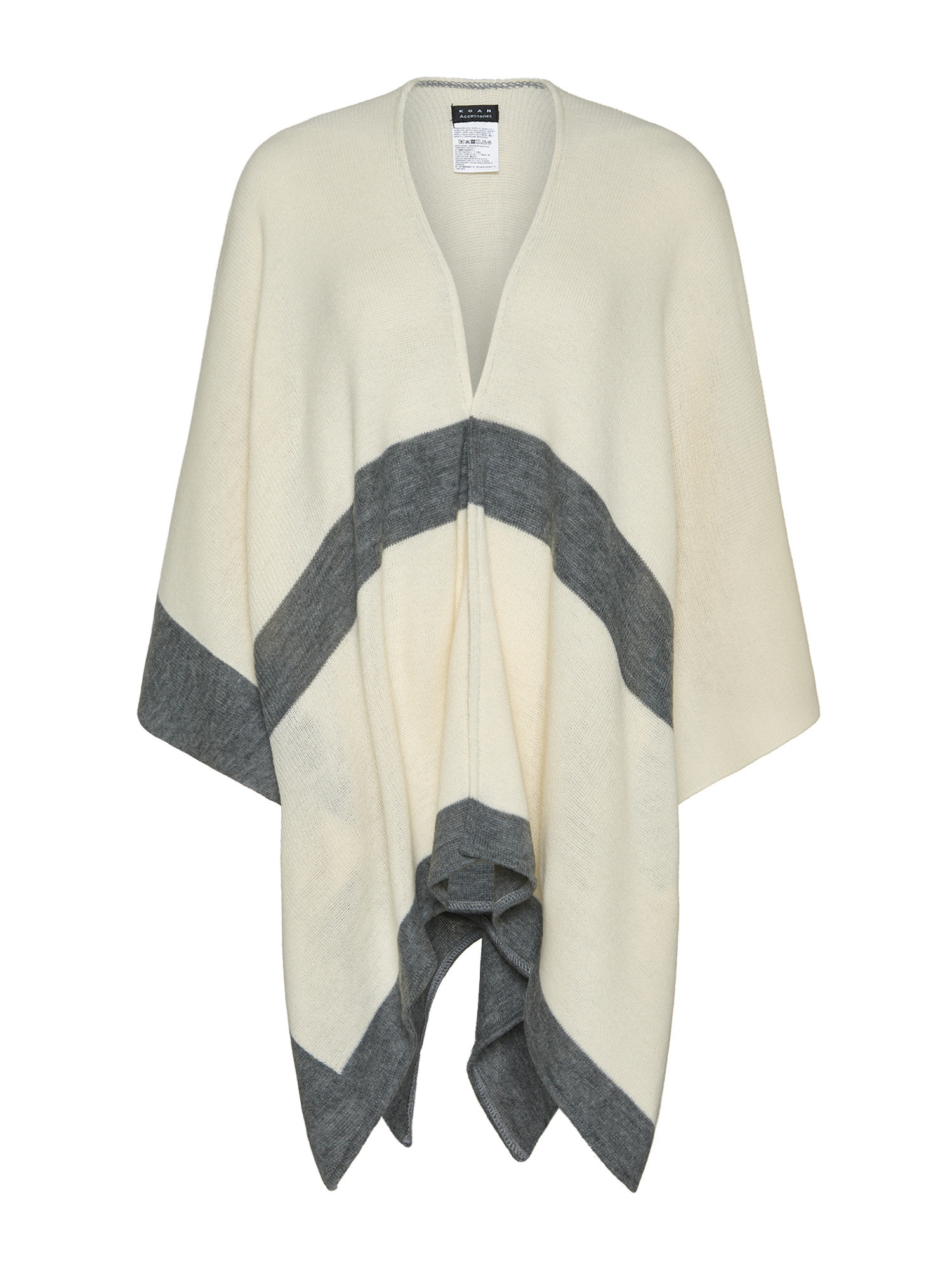 Koan - Two-tone knitted poncho, Grey, large image number 0