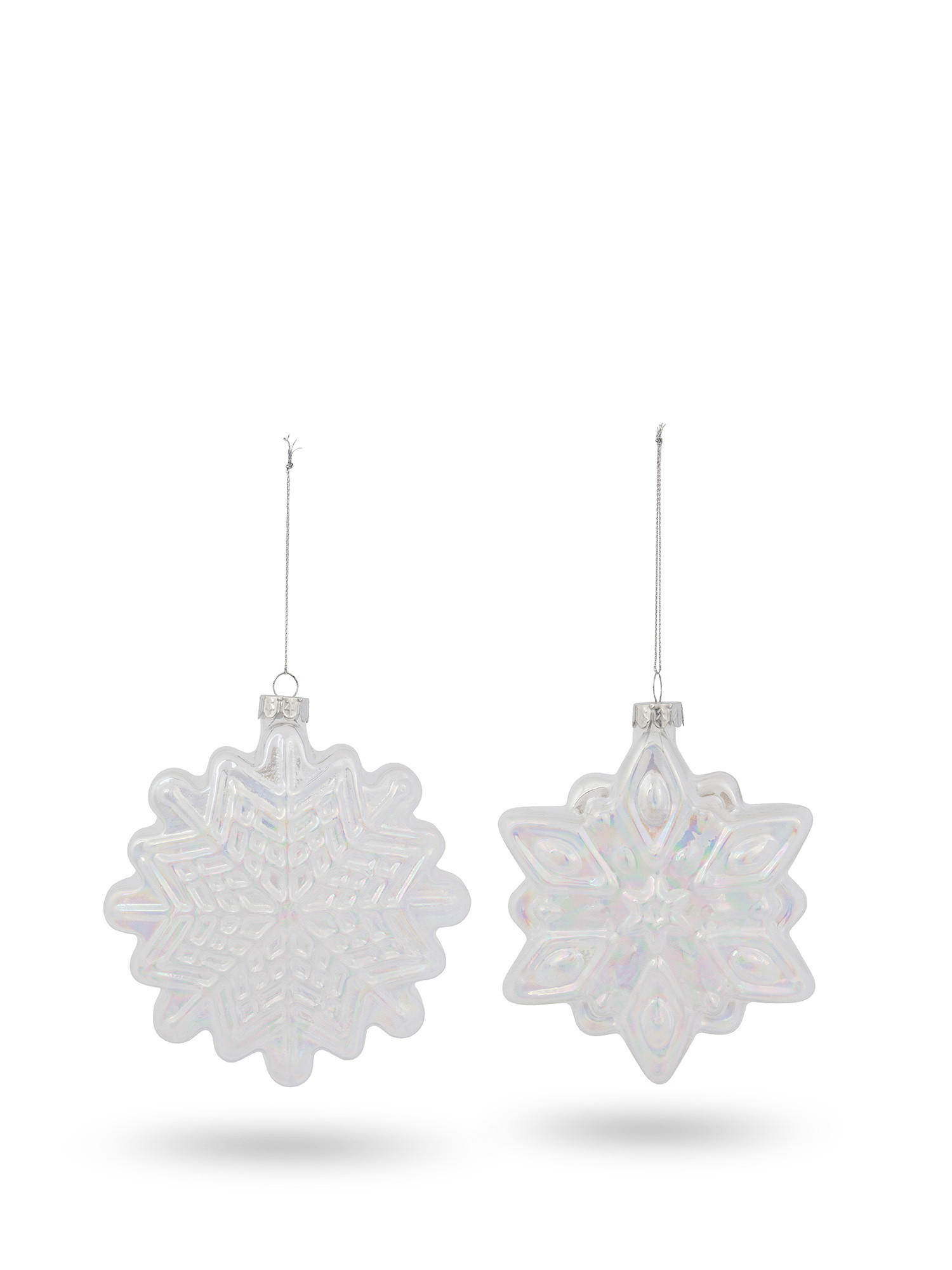 Snowflake-shaped glass tree decoration, White, large image number 0
