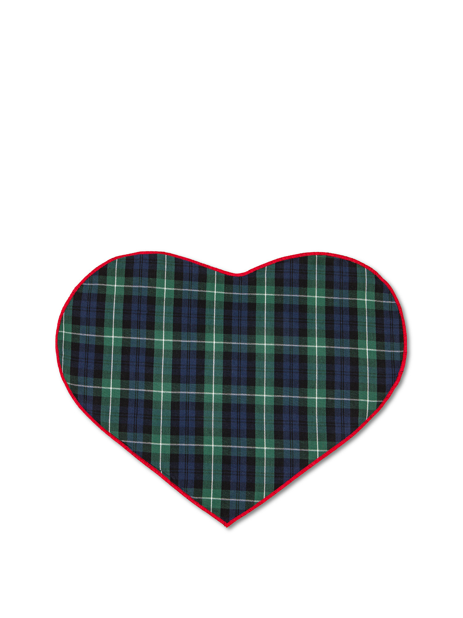 Tovaglietta twill di cotone tartan a cuore, Blu, large image number 0