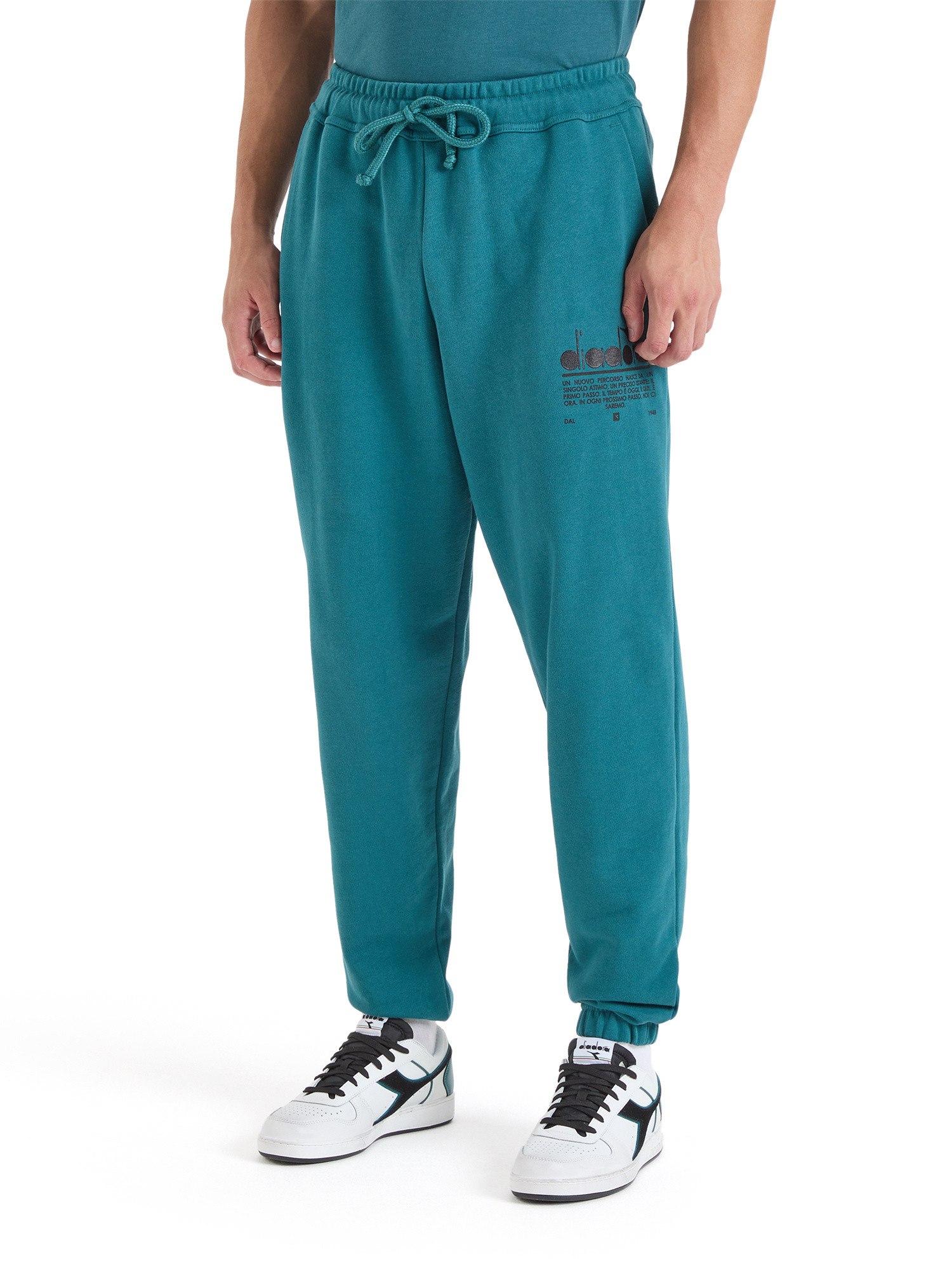 Diadora - Manifesto sports trousers with cotton print, Petroleum , large image number 4