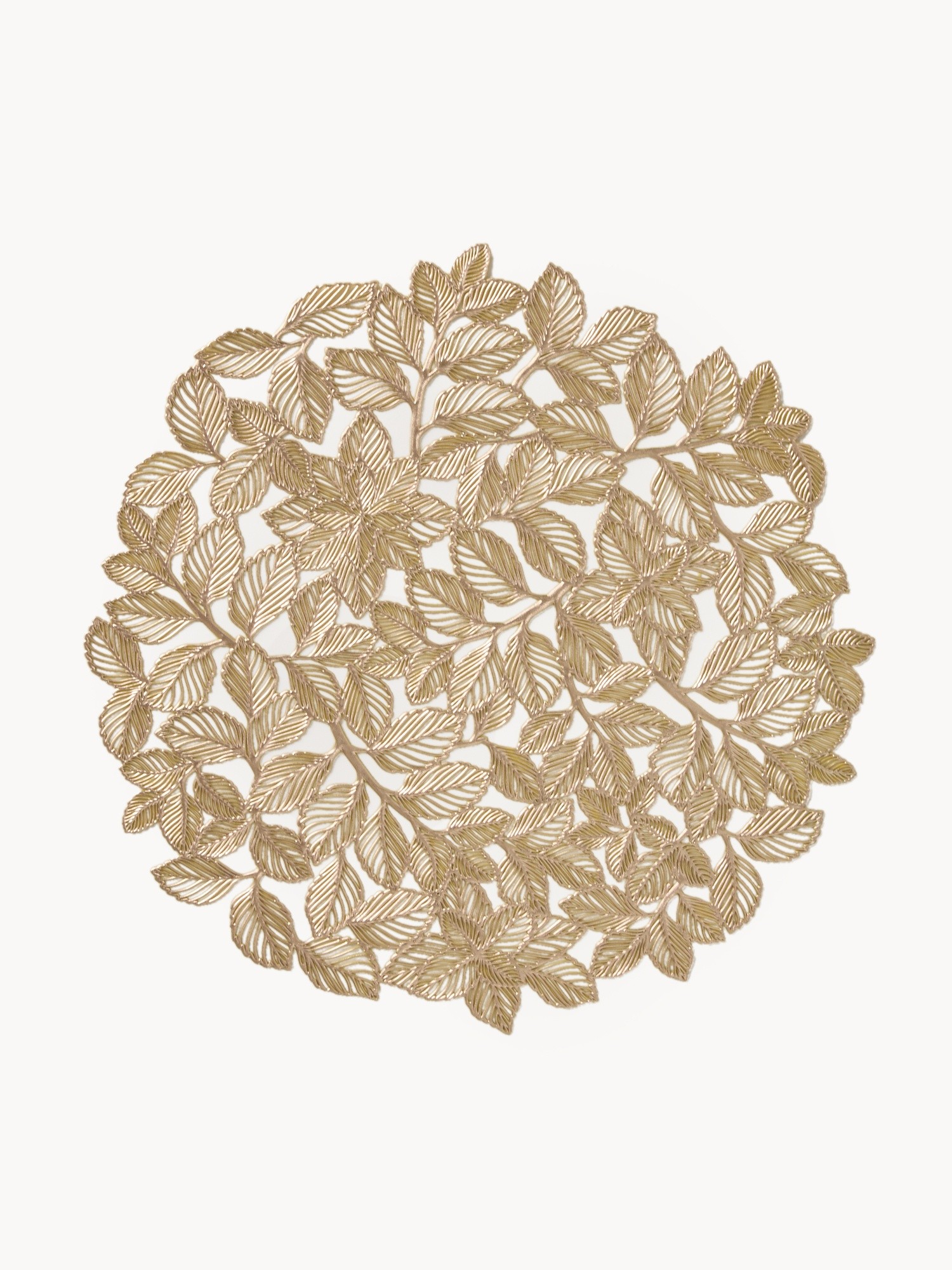 Perforated placemat with leaves, Gold, large image number 0